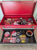 2-Drawer Metal Tool Box w/A Few Tools/Supplies