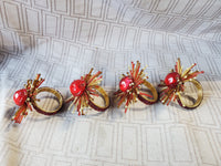 Set of 4 Red Beaded Napkin Rings