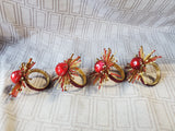 Set of 4 Red Beaded Napkin Rings