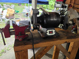 Springfield 6" Bench Grinder and Vice on Wooden Stand, Works