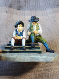 Lang & Wise 1997 Colonial Williamsburg Man and Boy Wittling Figurine
