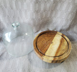 Glass Dome and Wood Cheese Tray