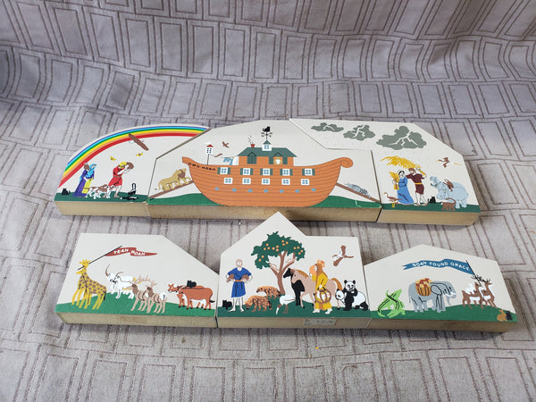 6 Piece The Cat's Meow Noah's Ark Wooden Plaque Set
