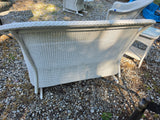 B-Lloyd Loom White Wicker Glider Loveseat, Swivel Chair and Table Set w/Sunbrella Cushions
