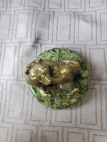 (B) Metal Bear on Stone Base Paperweight