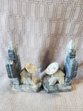 Pair of Carved Stone Man with Sombrero on Cactus Bookends