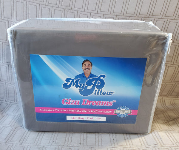 My Pillow Giza Dreams Split King Size Dark Grey Sheet Set UNUSED