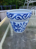 Medium Blue and White Ceramic Planter (two available, priced separately) (G)