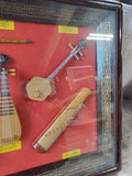 Framed Shadow Box with Miniature Traditonal Chinese Dynasty Musical Instrument Replicas
