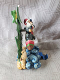 Resin and Metal Santa Fishing with Bear Stocking Holder