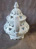 White Ceramic Lace Teapot Tealight Candle Holder