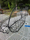 Vintage Black Wrought Iron Scroll Work Basket