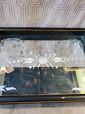 Black Distressed Wooden Mirrored Vanity Tray