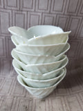 Lot of 7 Small Ceramic White Lotus Flower Rice Bowls