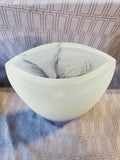 Frosted Glass Vase with Feather Design