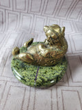 (B) Metal Bear on Stone Base Paperweight