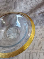 Clear Glass and Gold Toned Rim Candy Bowl