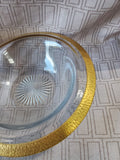 Clear Glass and Gold Toned Rim Candy Bowl