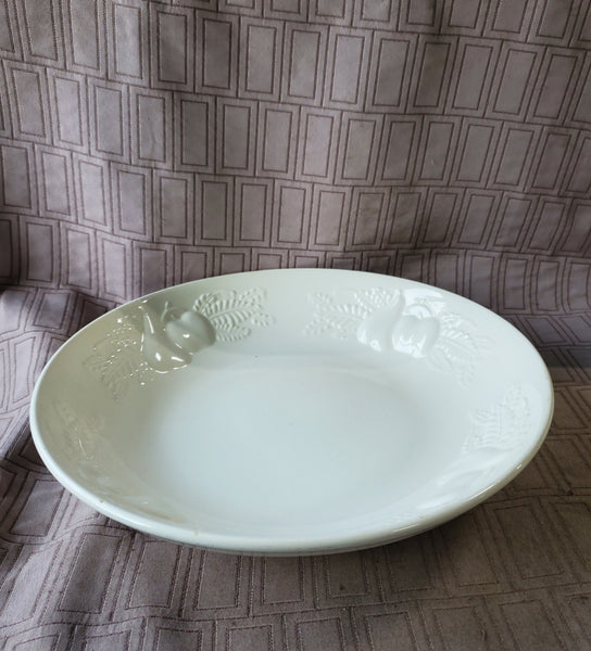 Crate and Barrel Embossed Fruit Ceramic Serving Bowl