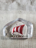Maleras Sweden Glass Ship Paperweight Signed by Mats Jonasson