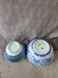 2 Piece Blue and White Ceramic Bowls