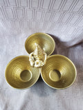 Autumn Gnome Gold Tone 3 Bowl Serving Dish