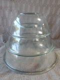 Set of 3 Pyrex Clear Glass Nesting Bowls