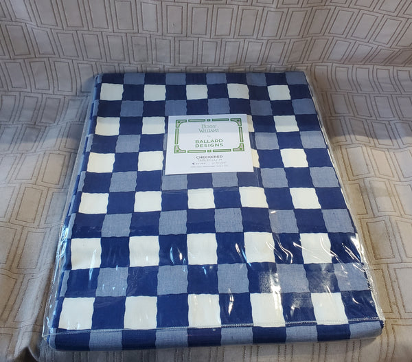 Bunny Williams for Ballard Designs 100% Cotton Blue Checkered Tablecloth UNOPENED (3 AVAILABLE PRICED INDIVIDUALLY AT $25 EACH)