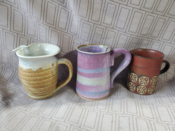 Lot of 3 Pottery Mugs