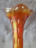 Iridescent Marigold Carnival Glass Vase