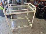 2-Tier Rolling Beverage Cart w/Glass Shelves