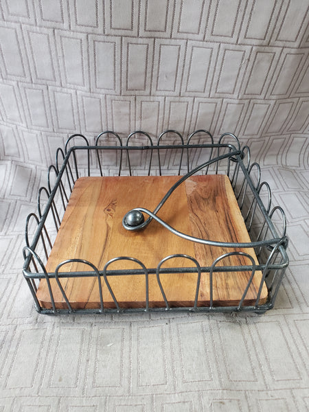 Metal and Wood Napkin Holder