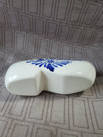 Hand Painted Blue and White Ceramic Dutch Shoe