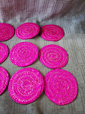 Set of 12 Pink Woven Coasters