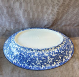 Stovit Blue Spongeware Oblong Serving Bowl
