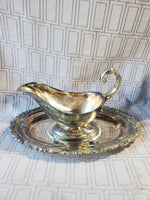 Oneida Silverplate Gravy Boat and Saucer Set