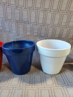 Lot of 5 Red, White, and Blue Small Planters