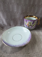 Purple Floral Teacup and Saucer Set