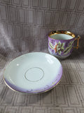 Purple Floral Teacup and Saucer Set