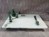 Stoneware Christmas Tree Cheese Tray with Spreader