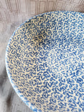 Roseville Spongeware Pottery Blue Pasta Serving Bowl