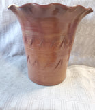 Signed Brown Glazed Pottery Planter