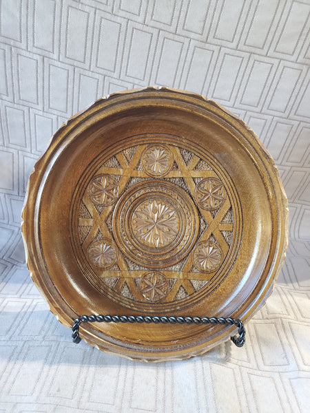 Hand Carved Wooden Plate