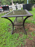 Brown All Weather Wicker Coffee Table w/Smoked Glass Top