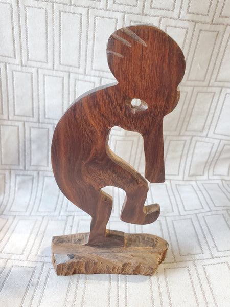Carved Wooden Kokepelli Figurine