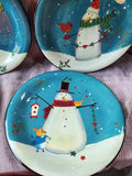 Set of 4 Certified International Snowman Dinner Plates