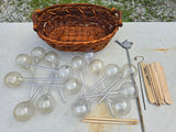 Gardening Lot -Plastic Watering Bulbs (16), Markers, Basket
