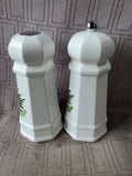 Plastic Christmas Tree Salt Shaker and Peppermill Set
