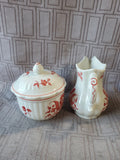 Andrea by Sadek Williamsburg Red Floral Creamer and Sugar Set
