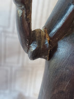 (A) Hand Carved Ebony Wood African Folk Art Statue